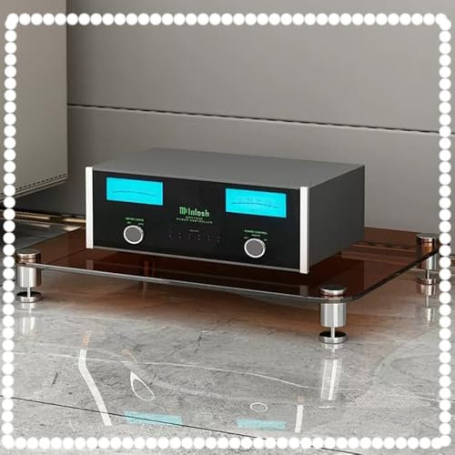 ZIUSFAC Glas Regal AV-Medienständer Audio-/Video-Medienregal TV Rack HiFi Regal Audio Schrank Für DVD-Player/PS4/Kabelboxen AV-Regal Streaming-Geräte(Brown,1 Tier)