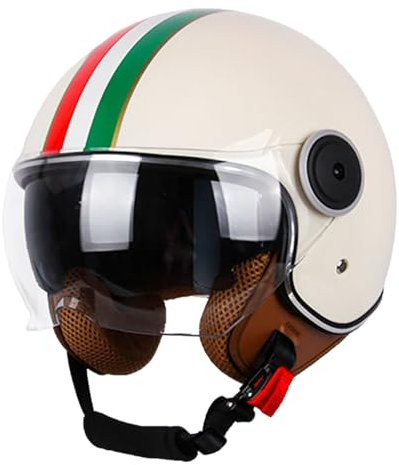 Casco Abierto, Casco De Motocicleta Clásico Para Hombres Y Mujeres Con Doble Visera, Casco Retro Portátil, Cascos Tipo Jet, Casco Jet Para Scooter, Certificado ECE/DOT A,55-62cm
