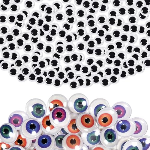 TOAOB 400pcs 6mm 30mm Plastic Wiggle Googly Eyes Self Adhesive Round Sticker Eyes DIY Arts Crafts Scrapbooking Accessories