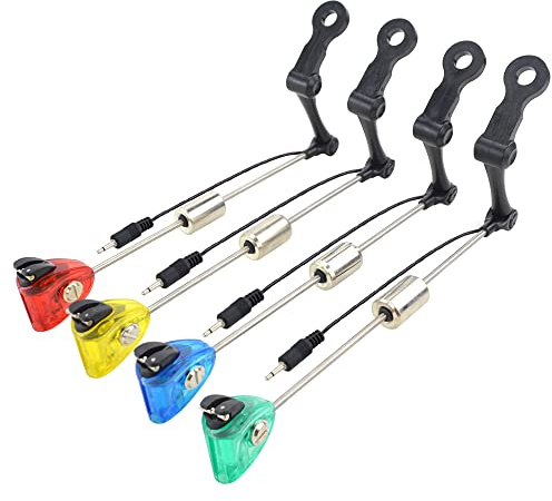 Hirisi Tackle 4 x Fishing Swinger Illuminated Bite Indicator for Carp Fishing (Red/Blue/Green/Yellow)
