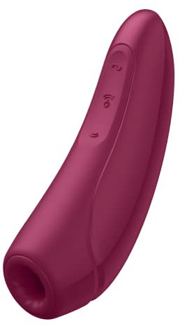 Succhia clitoridea Satisfyer 'Curvy 1 Connect App' 13,5 cm | Giocattoli sessuali con vibratore a onde di pressione per lei | Vibratore da appoggio con vibrazioni e app | Colore: bordeaux