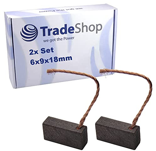 2x Trade-Shop Motorkohlen/Kohlebürsten/Schleifkohlen 6 x 9 x 18mm 12-24V für verschiedene KFZ-Motoren Rolltor Garagentor Antriebe Lichtmaschine