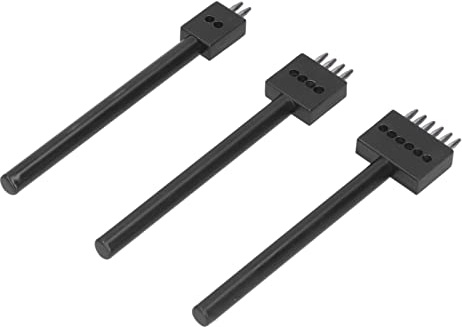 3Pcs Prong Punch Tool Set, Professional Design Anti Rust High Hardness DIY Leather Row Punch Tool Leather Craft Punching Accessories Kits for Belts(6mm)