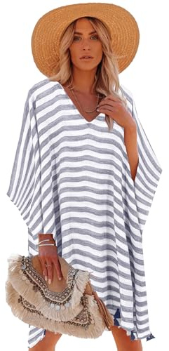 Moss Rose Women's Summer Swimsuit Stripe Bikini Cover Ups Bathing Suit Beach Dress for Swimwear