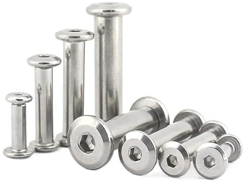 GatherTOOL 304 Edelstahl Innensechskantschraube M3 ~ M10 Verriegelungsschiene Schraubenmutter Kombination Album Hintern Konto Buch Nagelkantenfase (Size : M5x20x6 (5Set))