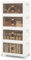 COSTWAY Boîte Rangement Plastique 165L, 4 Caisses de Rangement Pliables avec 4 Roulettes et Couvercles, Boite Empilable pour Vêtement, Livres, Jouets, Poignée, Porte Magnétique, Caisse pour Chambre