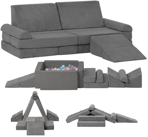 LOAOL Kids Couch, Modular Kids Play Couch, Foam Play Sofa for Playroom, Convertible Foam Climbing Sofa for Toddlers, Convertible Climbing Blocks for Boys and Girls