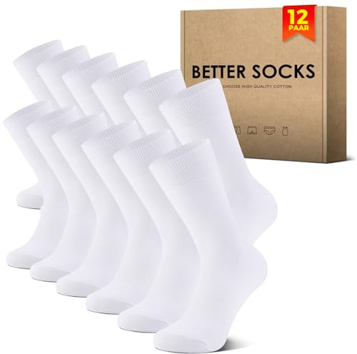 NUOZA 12 Paar Socken Herren Damen Baumwolle Business Atmungsaktive Socks | Unisex Anti Schweiß Socken, Anzugsocken, Lange Tennissocken, Sportsocken