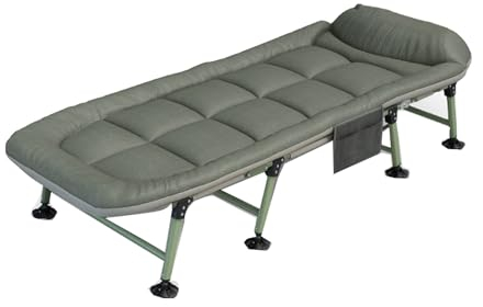 Klappbett Camping Leicht mit Starker Tragkraft, Campingbett Feldbett Klappbar mit Seitentasche, Faltbar Klappbett Feldbett Campingbett für Outdoor Garten Innen(190 * 65cm)