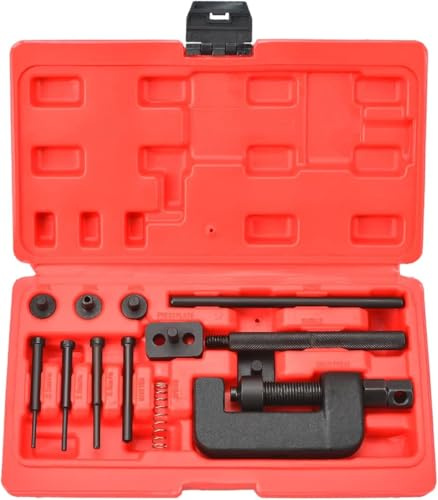PEAKTREND Interruptor de cadena de motocicleta, divisor de cadena resistente / kit de herramientas de remachado de eslabones de repuesto para motocicleta, bicicleta, ATV herramientas de reparación de