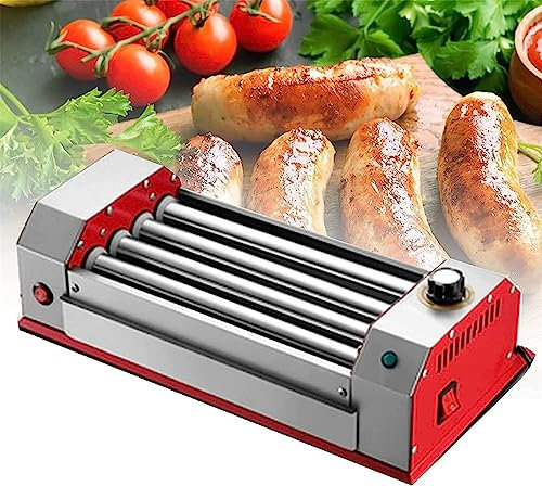 Máquina para Hacer Perritos Calientes, máquina para Hacer jamón con Rodillo, máquina para Hacer Salchichas a la Parrilla para Adultos, máquina para Hacer Salchichas a la parri(4 Tubos)