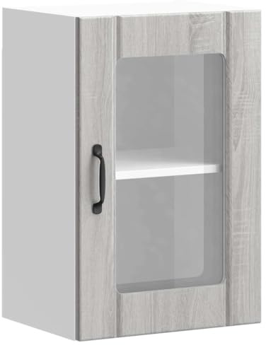 vidaXL Küchen-Hängeschrank mit Glastür Lucca Grau Sonoma