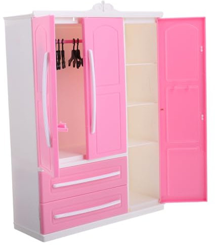 HEMOTON Puppen-Miniatur-kleiderschrank Mit Kleiderbügeln Für Spielzeug-kleideraufbewahrungsregal Für Jungen- Und Mädchenzimmer-Dekoration Spielzeit-zubehör