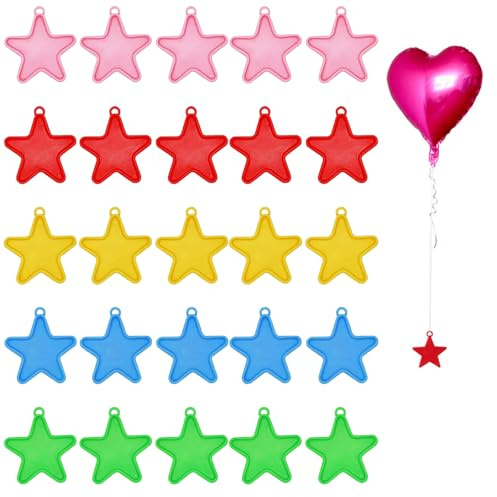 25-Piece Colorful Balloon Weights with Ribbons for Party Decorations - Star Shape Design