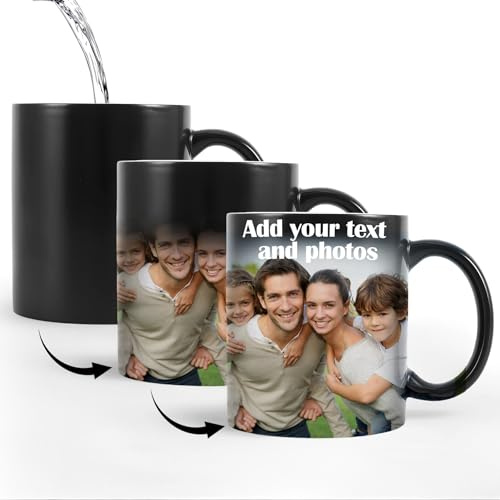 Gloryage Personalised Color Changing Magic Mug - Custom Photo & Text 11oz (325ml) Ceramic Coffee Cup, Heat Sensitive DIY Picture Gifts for Mum Dad Birthday Anniversary Christmas