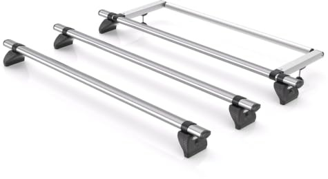 Rhino Roof Rack for Ford Transit Custom (2013-2024 GEN1) [Only Fits Standard Roof] 3 Roof Bars & Rear Ladder Roller + Loadstops - KR26/TB3FL/KLS2
