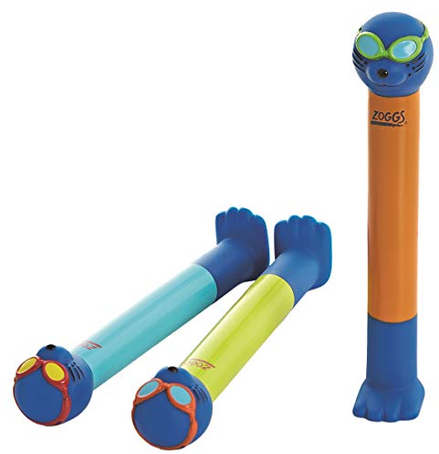 Zoggs Dive Sticks Tauchspielzeug für Kinder (3er-Pack, Blau/Limette/Orange) – Sicheres Wasserspielzeug für Kinder Outdoor zur Wassergewöhnung, Planschbecken & Pool Spielzeug