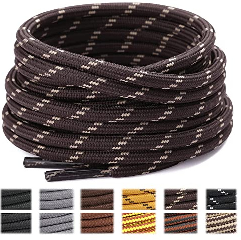 Stepace Rund Schnürsenkel 2 Paar Reißfest Schuhbänder für Wanderschuhe | Robuste Schuhbänder, Punkt- oder Streifenstruktur, 4–4,5 mm Durchmesser, 70–180 cm Länge für Trekkingschuhe und Arbeitsschuhe