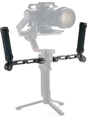 Tilta Support de Poignée Double Compatible avec DJI RS5/RS4 Pro/RS4/RS3 Pro/RS3/RS2/RSC2 Gimbal, Poignée Ajustable avec Points de Fixation 1/4-20 Cold Shoe TGA-DHB2