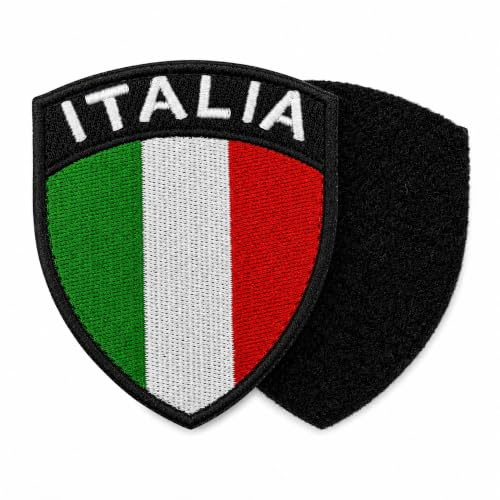 Écusson Drapeau Italie avec Velkro - 100% Brodé pour Vêtements, Sacs à Dos - Pays et Drapeaux Europe - Bouclier d'Italie (Blason)