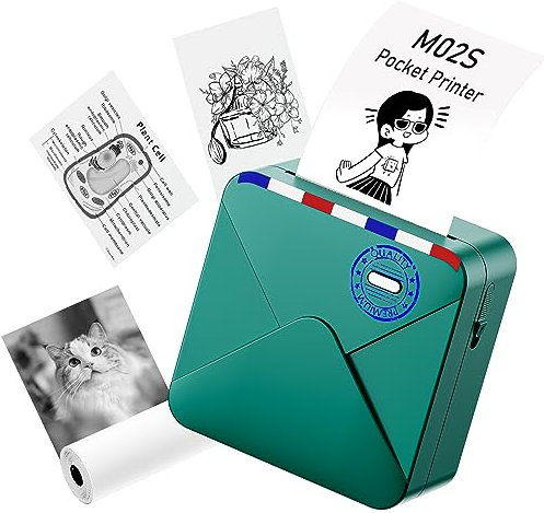 Omezizy M02S Mini stampante per smartphone, stampante termica Bluetooth, mini stampante fotografica, mini stampante tascabile per studio, foto, scrapbooking, regali
