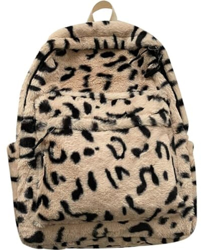 Plüsch Rucksack Leopard Print Backpacks Modehandtaschen Großer Kapazität Satchel Umhängetasche Geldbeutel School Tasche