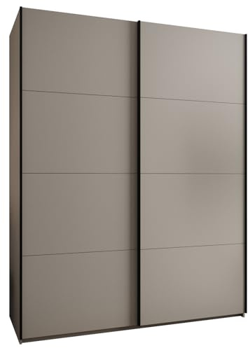 ABIKSMEBLE LUX 1 Armoire à 2 Portes Coulissantes avec Fermeture Silencieuse - Système Coulissant HETTICH Topline L - pour Salon, Chambre à Coucher - 245,5x200x64cm - Cachemire, Cachemire, Noir