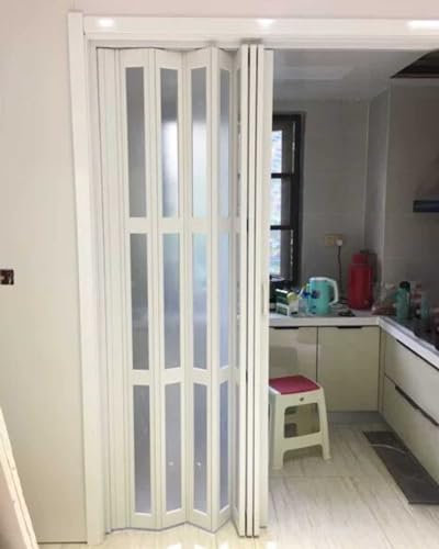 ZIMGOD Falttür Innentüren Faltbare Schiebetür für Küche, Weiße Falttüren für Kleiderschrank Pavillon Schlafzimmer, Individuelle Falttür mit Fliegengitter, Trenntordekor(155x203cm (61 x 80))
