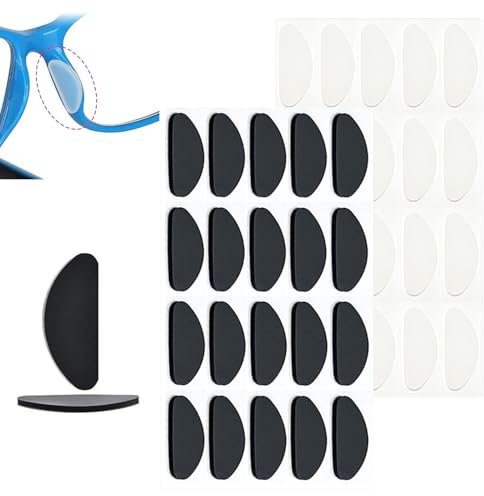 YPYMOD 20 Paia Naselli per Occhiali, Naselli per Occhiali Antiscivolo Silicone, Forma di D Naselli Autoadesivi Antiscivolo, Sottili Naselli per Occhiali, Occhiali da Sole(Bianco?Nero)