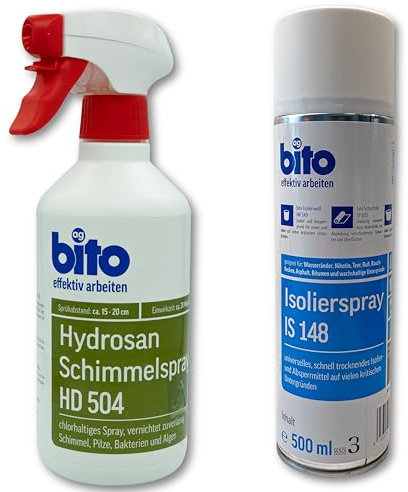 Preismaxx Schimmelentferner Wand 2 Set SCHIMMELSPRAY + ISOLIERSPRAY zur dauerhaften Entfernung von Flecken an der Wand - Anti Schimmel Farbe weißes Isolierspray, Wandfarbe weiß wandfarbe ausbessern