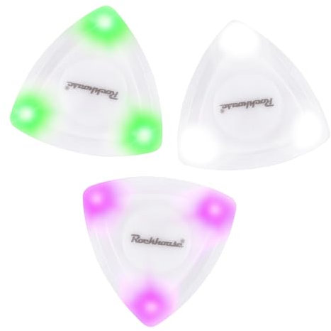 TOGEVAL Gitarrenplektren Leuchtende Gitarren Picks 3 Stück Abs Material LED Licht (Weiß Grün Violett) Elektrische Gitarre Ersatz Plektren für Musikinstrumente Anfänger Tragbar
