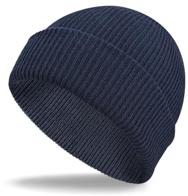 SGQTZDZQ Beanie Hat Men, Stretchy Winter Navy Beanie, Daily Acrylic Knitted Warm Hat for Sports Skiing Running