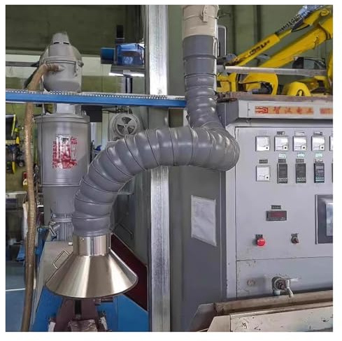 Adjustable Air Extractor Duct Arm, 5ft Flexible Ventilation Hose with Capture Hood for Welding Smoke & Woodworking Dust Collection, 200MM Diameter Fume Extraction System