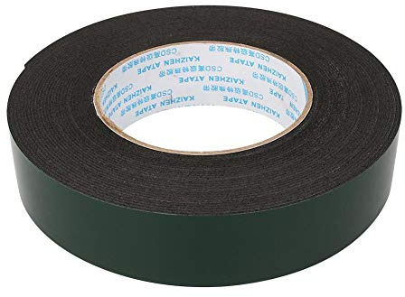 FTVOGUE Ruban adhésif double face en mousse PE 1mm x 30mm x 10m | Adhésif imperméable, résistant UV et chaleur, absorption chocs, vert/noir, pour voiture, camping, scrapbooking