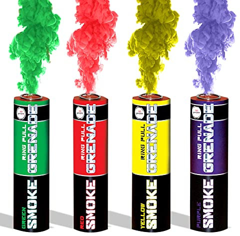 EXCLUSIVE ONLINE RING PULL SMOKE GRENADES Pack of 4 Colors (Purple, Green, Red and Yellow)