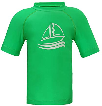 LACOFIA Rashguard Manica Corta per Bambini Costumi da Bagno per Ragazzi Protezione Solare Asciugatura Rapida Stampa Verde 7-8 Anni