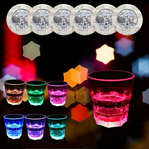 LED Coasters 6 Pack - Light Up Sticker Coasters, Party Accessories, Gaming Nights, Bar Lights | 7 Colour Settings