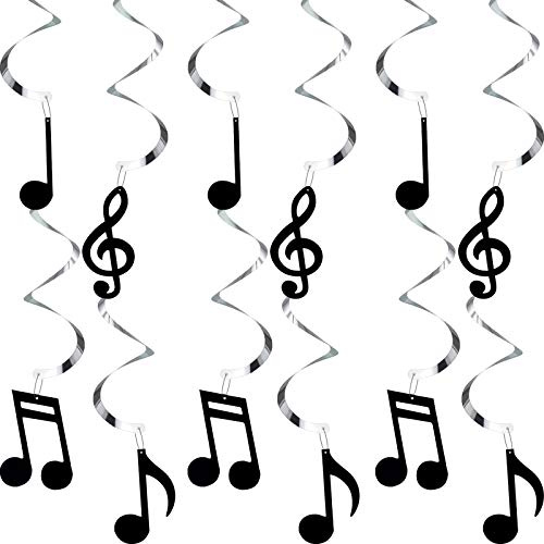 Zonon 25 Stück Musiknoten hängende Wirbel Musik Folie Wirbel Thema Party Dekoration Ausschnitt Spirale für Hochzeit Baby Shower Geburtstag Party Supplies (Schwarz)