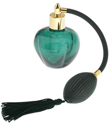 T TOOYFUL Nachfüllbarer Parfümzerstäuber Im Vintage Stil mit Langer Quaste Und Sprühglasflasche 100 Ml - Grün