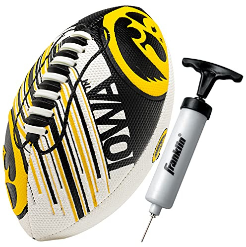 Franklin Sports Iowa Hawkeyes Foam Football - Youth Mini Football for Kids - 8.5 Junior Soft Foam Ball - SPACELACE Easy Grip Cover - Perfect Toy for Kids