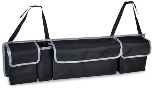 ALI2 Rangement Coffre de Voiture, Organisateur de Coffre, Sacs de Coffre pour Auto, Tissu Oxford, Rangement Voiture pour SUV, 90x12x25cm
