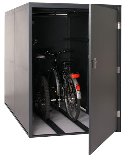 Mendler 2er-Fahrradgarage HWC-L56c, Gerätehaus Fahrradbox mit Ablage, abschließbar Metall 160x113x209cm - anthrazit