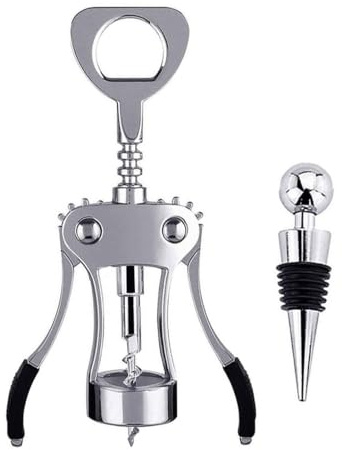 Wing Corkscrew Wine Bottle Opener with Bottle Stopper, Premium Corkscrew Cork and Cap Bottle Opener for Waiters Wine Enthusiast