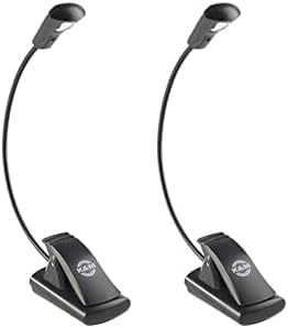 K&M 12241 Notenpultleuchte LED FlexLight Schwarz - Befestigung per Clip - flexibler Schwanenhals, 800 Lux Helligkeit (Packung mit 2)