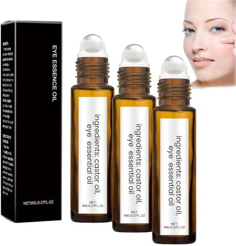Eclipseecho Augenroller mit Rizinusöl und Weihrauch, Rizinusöl für die Augen, Augenserum gegen Augenringe und Schwellungen, Rollerballs für ätherische Öle, straffende Augencreme (3pcs)