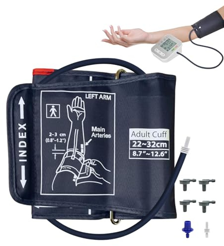 Brassard Tensiometre, TensiomèTre Brassard Grande Taille 22-52cm Avec 6 Connecteurs De Remplacement Compatible Avec La Plupart Des TensiomèTres Pour Adultes(Bleu Foncé)