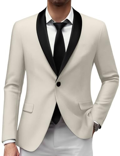Duohropke Sakko Herren Slim Fit Schalkragen Anzugjacke 1 Knopf Tuxedo Jacke Revers Smokingjacke Sportlich Zu Business Herrensakko Sportsakko Sommerjacke Sport Mantel für Hochzeit Freizeit