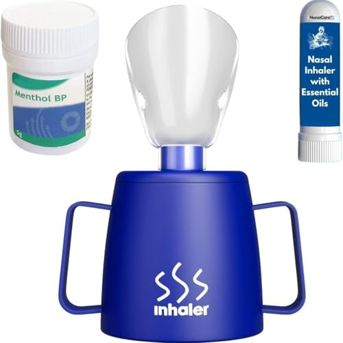 NanaCare UK Steam Inhaler Cup with 10g Powerful Crystals and Nasal Stick | The Personal Steam Inhaler Provides Relief from Flu, Colds, Blocked Nose and Cough | Suitable for Adults and Kids