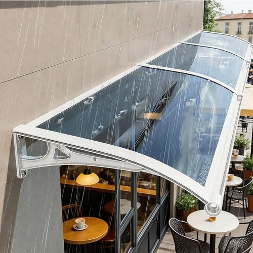 Dörrbaldakin i aluminium – UV-harts, modern entré med dräneringsspår, uteplatsskydd, slagharts upp till 315 kg, perfekt för balkonger