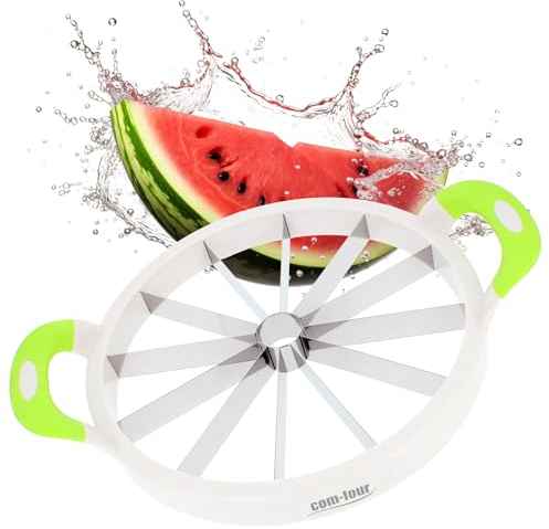 com-four® Cortador de Melón y Sandía para Todo Tipo de Melones - Cuchillo Melonero para Sandía o Piña - Ø 28 cm (01 piezas - cortador de melón)